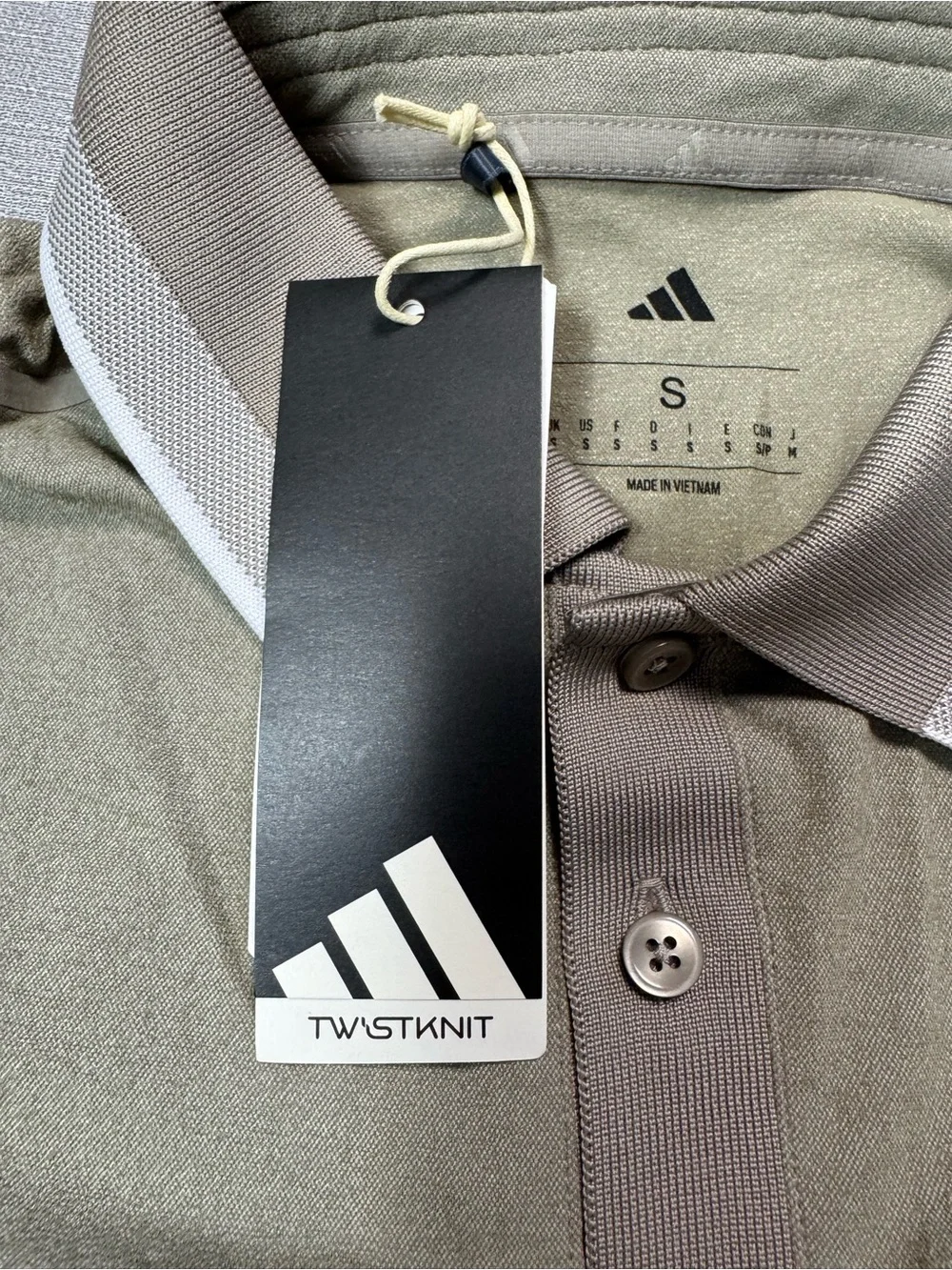 NWT New Adidas Ultimate365 Tour Twistknit Pique Polo Shirt In Putty Beige Size S